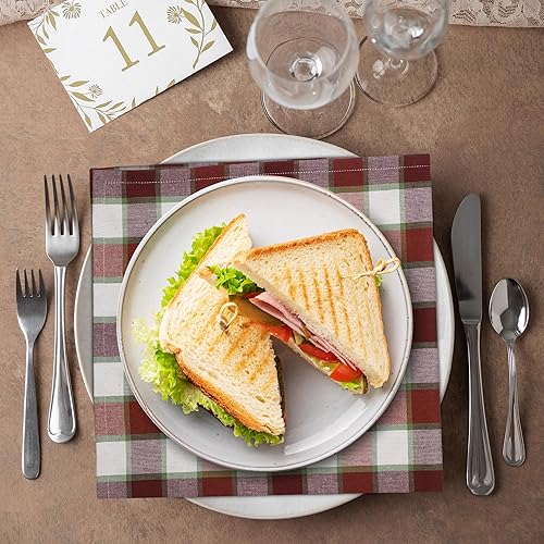 Miniatura 6 de Servilletas de cena de cosecha, juego de 12 servilletas de tela con cuadros de cosecha 100% algodón, tamaño 18 x 18 pulgadas, servilletas de tela de