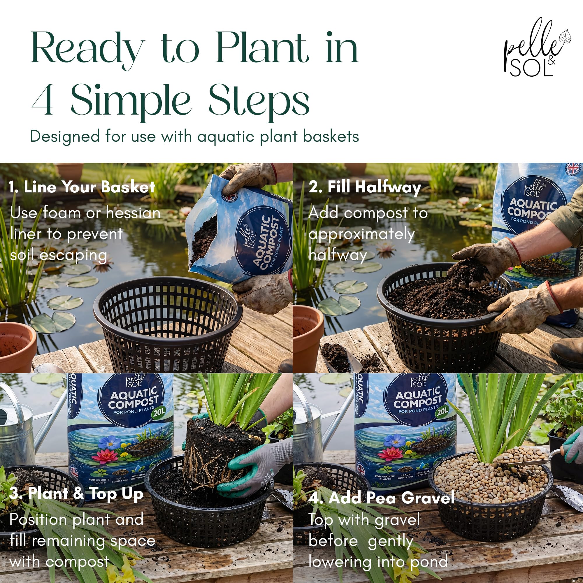 Pelle & Sol 20L Aquatic Compost for Pond Plants – Loam & Grit Aquatic Soil, Nutrient-Rich Feed for Submerged, Floating & Marginal Plants, Garden Compost for Outdoor Use - 5