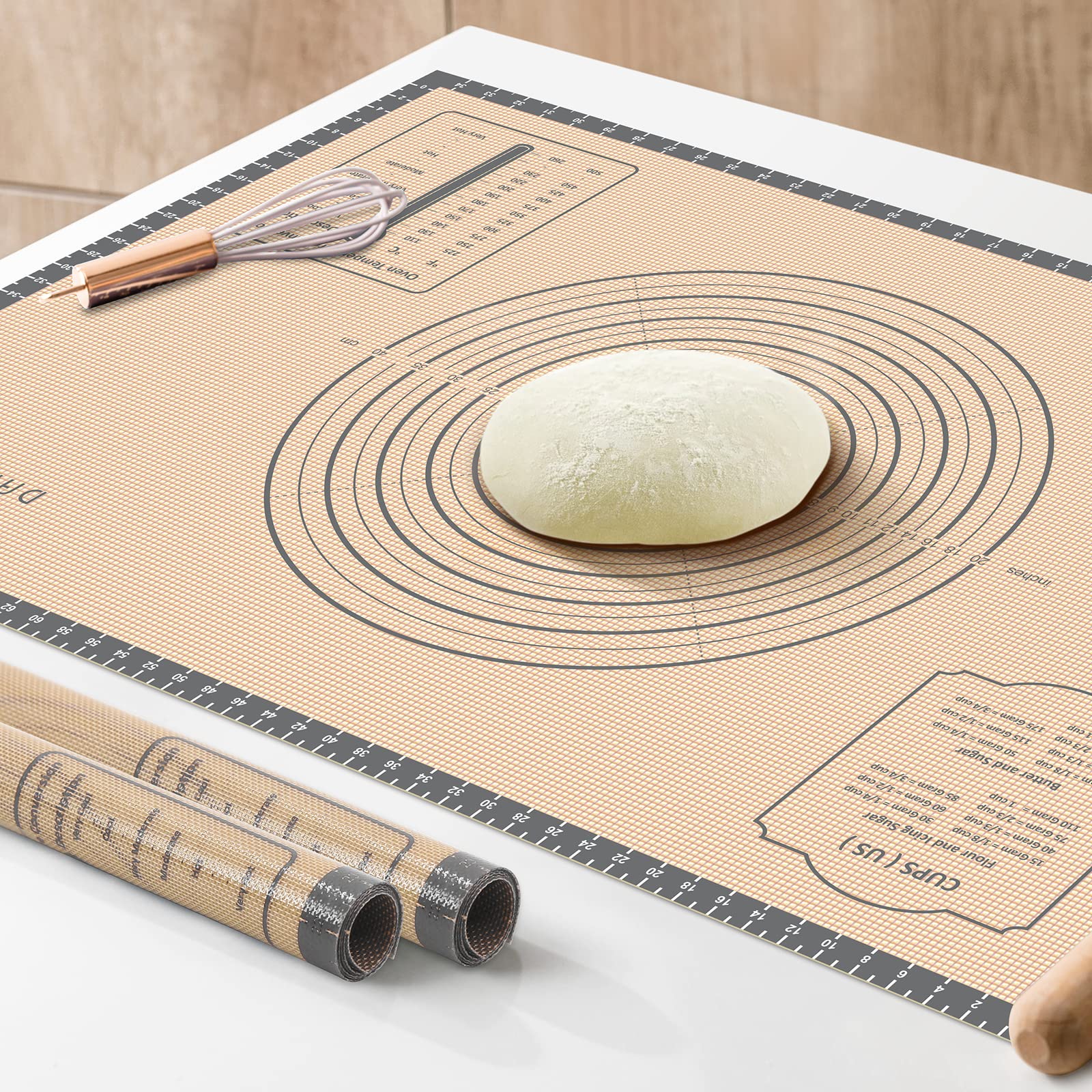 DANIA & DEAN Silicone Pastry Mat, 36" x 24" Extra Large Non Stick Baking Mat with Measurement Non-slip Silicone Dough Rolling Mat for Making Cookies, Oven Liner, Fondant/Pie Crust Mat