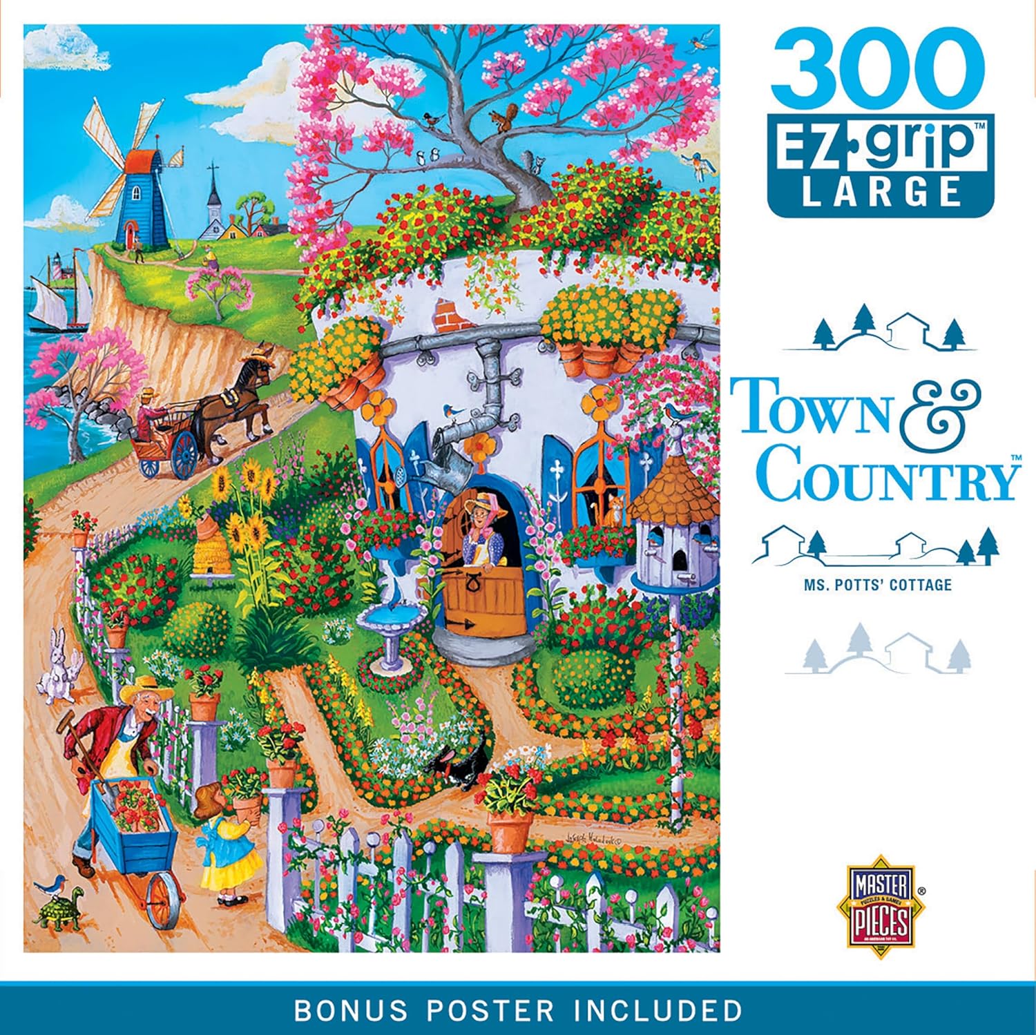 MasterPieces Town & Country - Ms. Potts Cottage 300pc Ezgrip Puzzle - Jigsaw Puzzle with Vibrant Artwork and Durable Pieces - Fun Family Activity, Brain Challenge, and Educational Entertainment