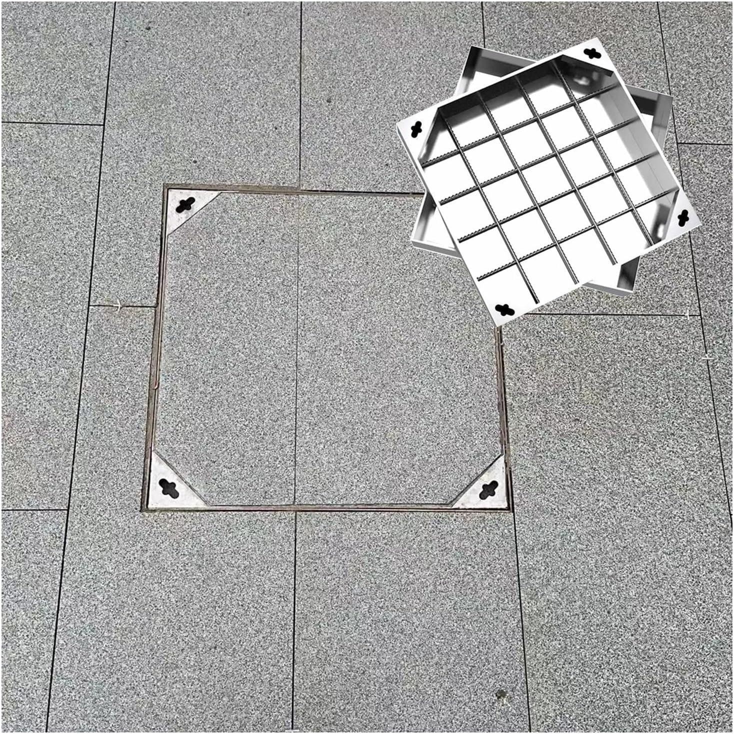Tapa de acero inoxidable para fosas sépticas de 60x60 cm y grosor de 5 cm resistente