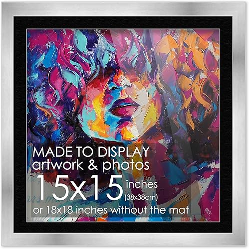 Miniatura 65 de Marco de madera negra de 9 x 9 pulgadas con paspartú blanco Con paspartú de 12 x 12 a 9 x 9 pulgadas Protector inastillable acrílico UV