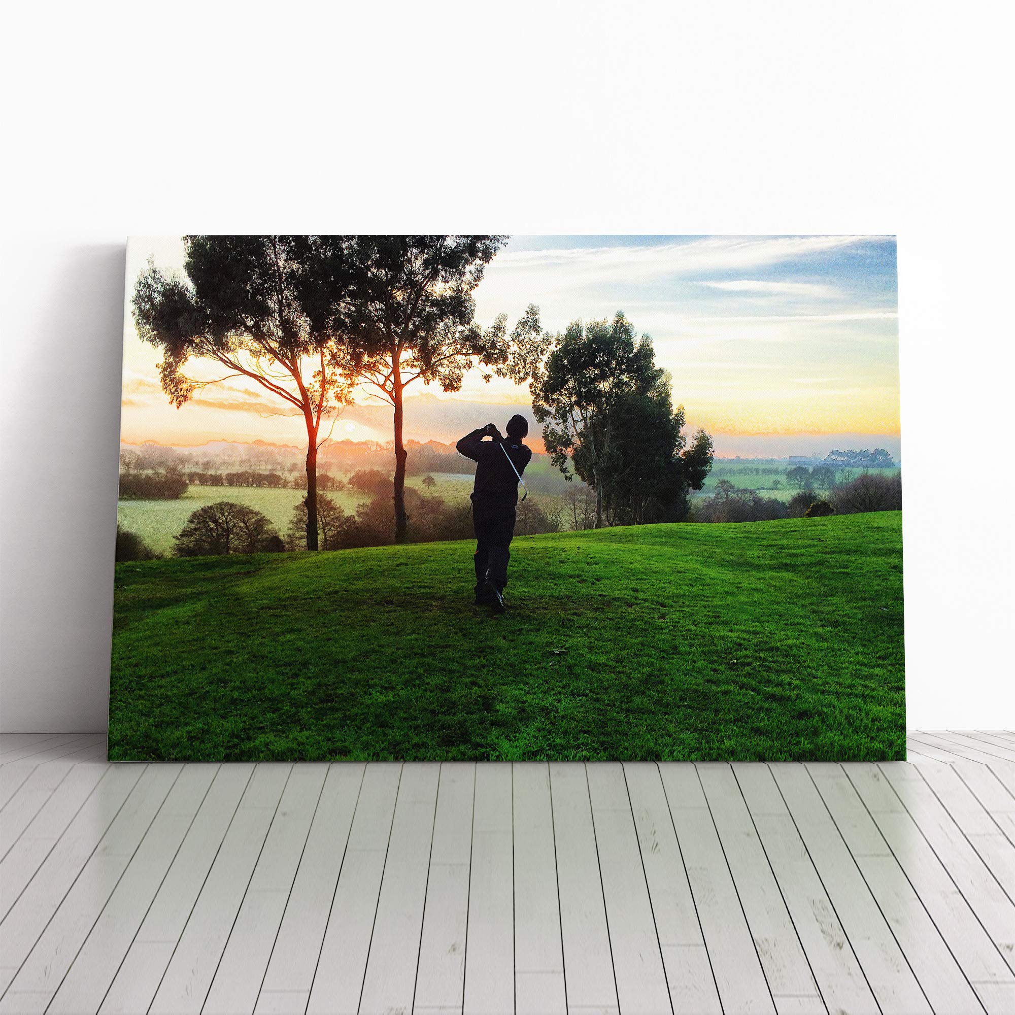 Golf Landscape Canvas Print | Gallery Wrapped 30mm Frame Wall Art | 24x16 inches | Ready to Hang | Modern Landscape Picture | Living Room Bedroom Lounge Office