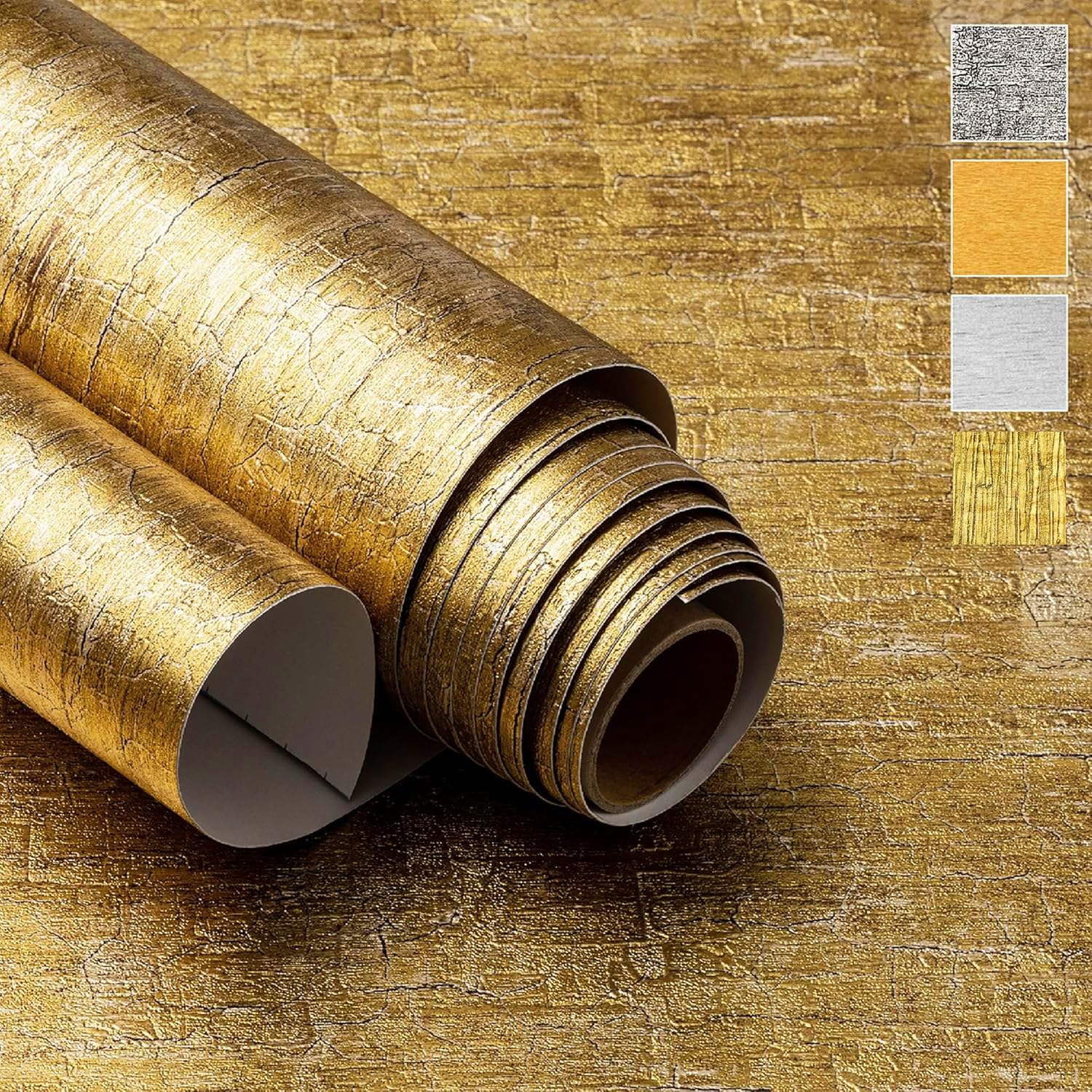 Very Berry Sticker Gold Peel and Stick Wallpaper (15.7" x 118") Metallic Contact Paper for Luxury Home Decor Furniture & Walls, Renter Friendly, Self-Adhesive, Waterproof Vinyl