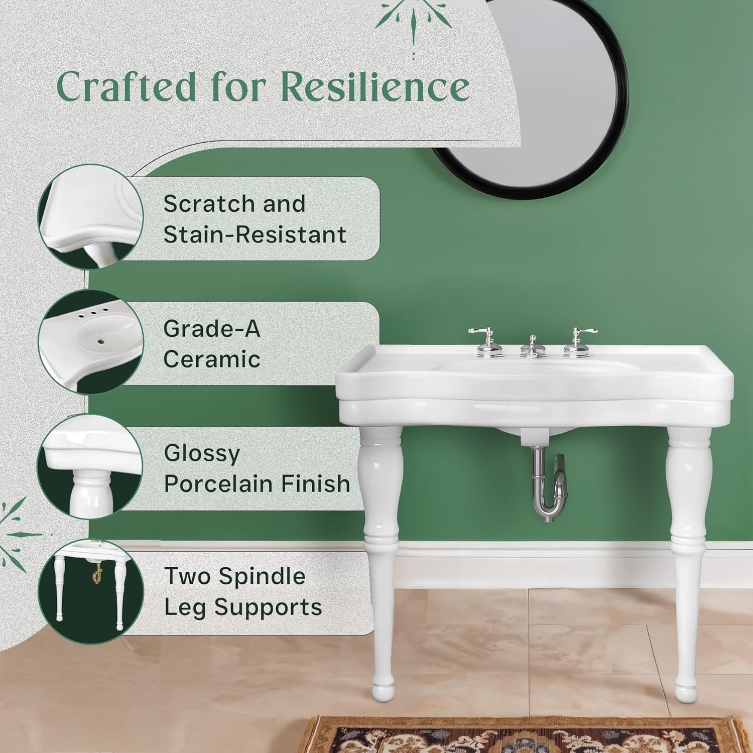 Renovators Supply Belle Epoque 36" Wide Console Sink with Spindle Legs