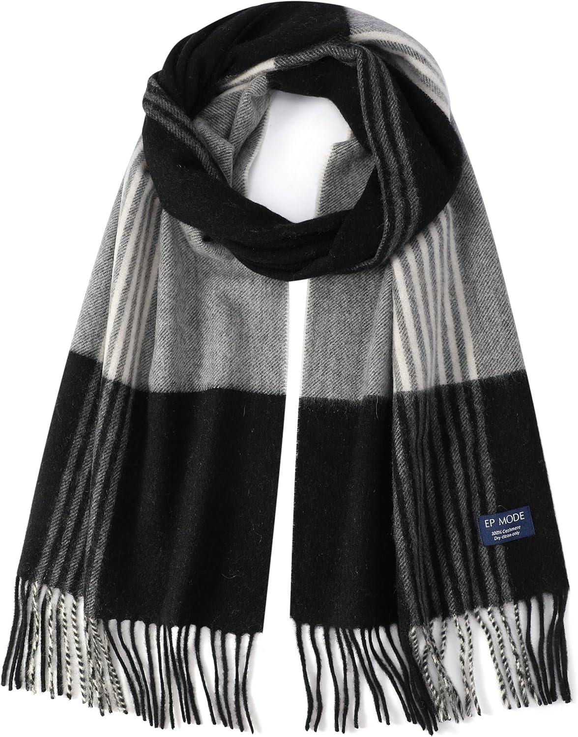 EP Mode Men's 100% Cashmere Scarf, Classic Plaid Design & Gift-Ready Packaging - Image 2
