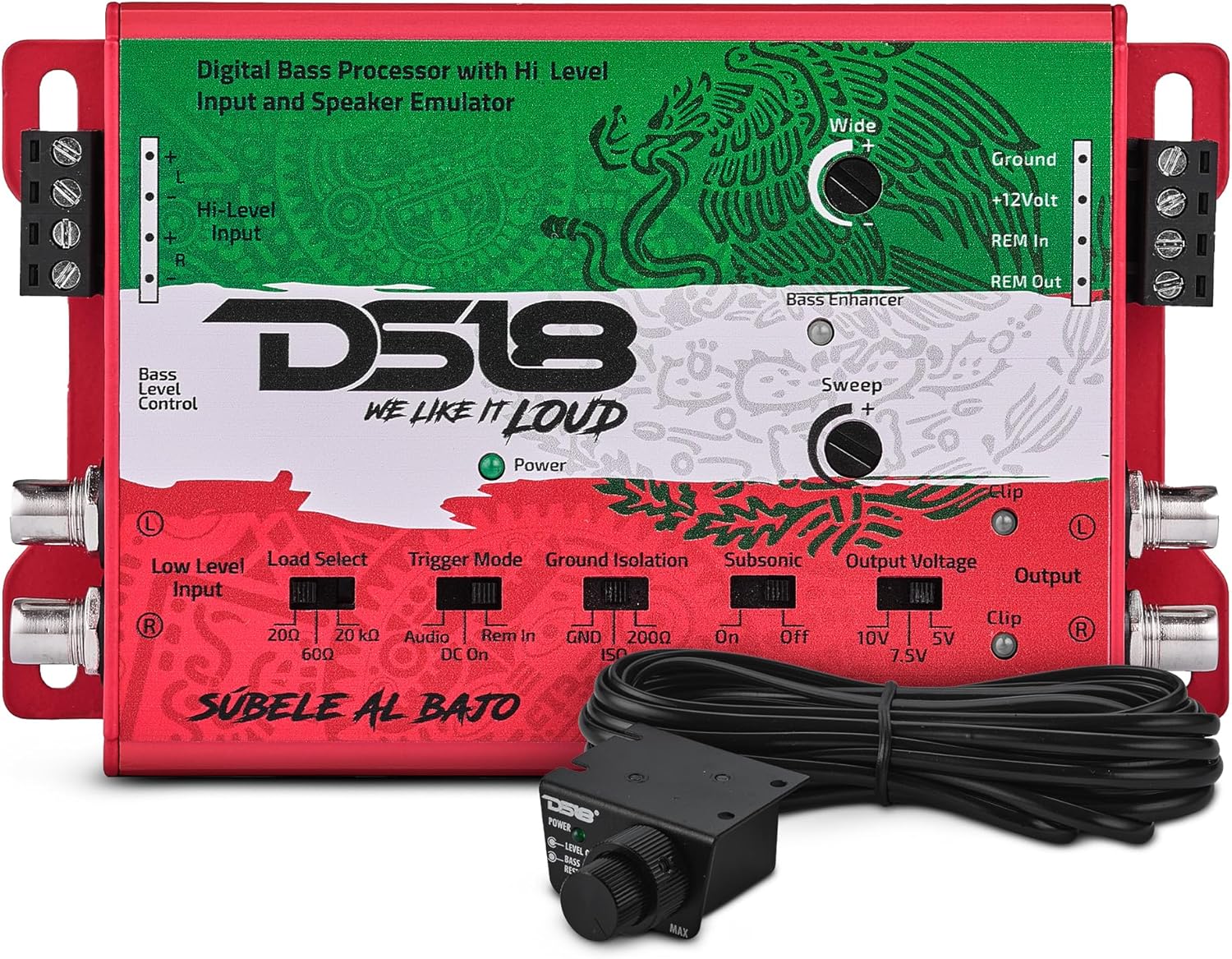 DS18 DBPX200 Digital Bass Processor with Hi to Low Signal Converter & Speaker Emulator, Digital Bass Restoration Processor, 2-Channel Preamp Input/Output, Fully Adjustable Bass (Mexico Design)