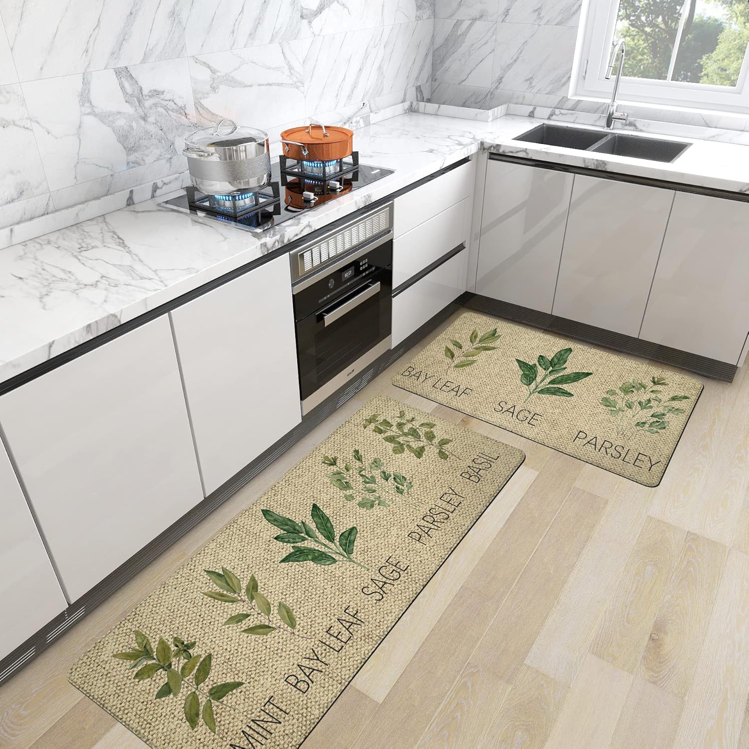 weesire Green Kitchen Mats for Floor Anti Fatigue Mats for