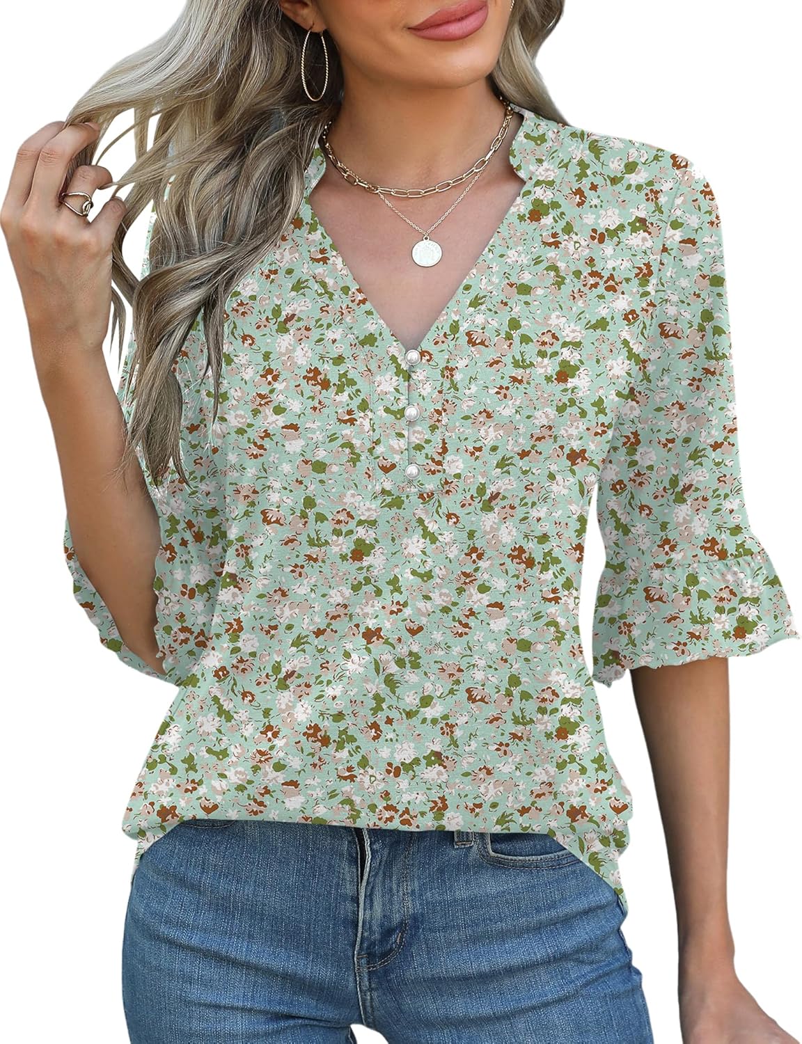 Green White Floral