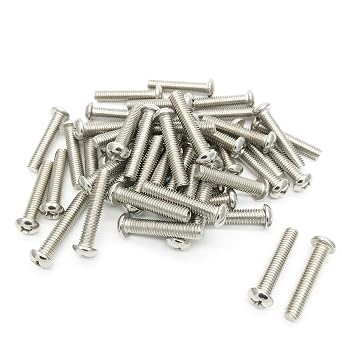 50Pcs Phillips Screw Bolt, M6 x 30mm Round Head 304 Stainless Steel Machine Phillips Screws Thread Bolt