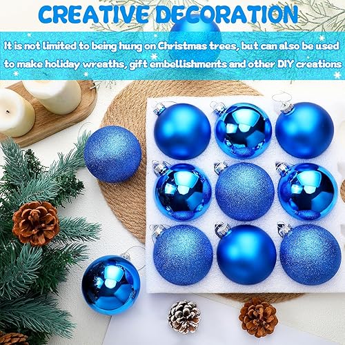 Miniatura 3 de Namalu Juego de 12 bolas de Navidad de vidrio de 3.34 pulgadas, adornos de bolas mate y brillantes, juego de adornos de bolas de vidrio para colgar