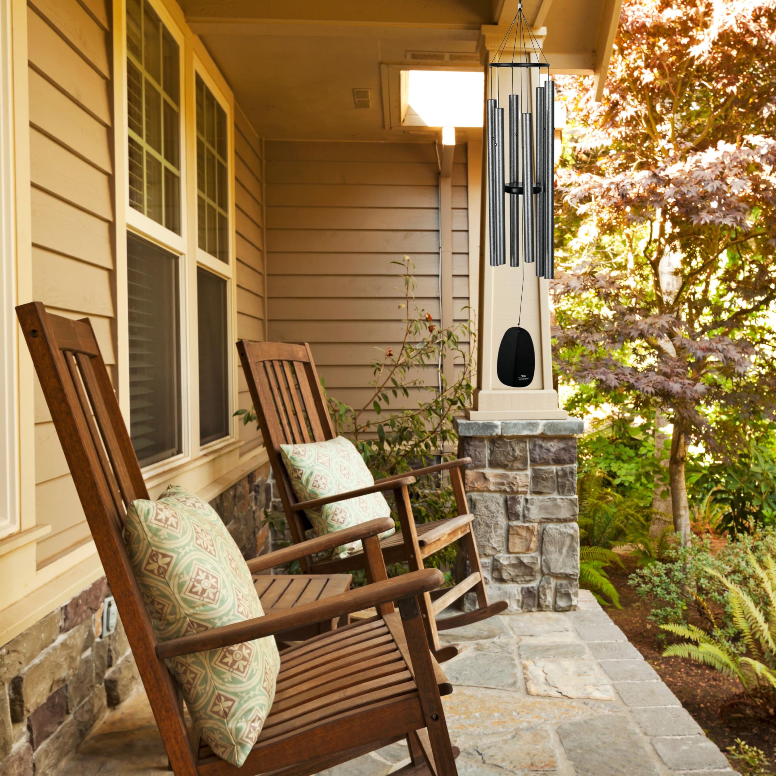 Woodstock Chimes Signature Collection, Bells of Paradies, Antik-Silber, 111,8 cm, Dekor-Designs, Windspiel für Outdoor, Terrasse, Haus oder Gartendekoration (BPLAS)
