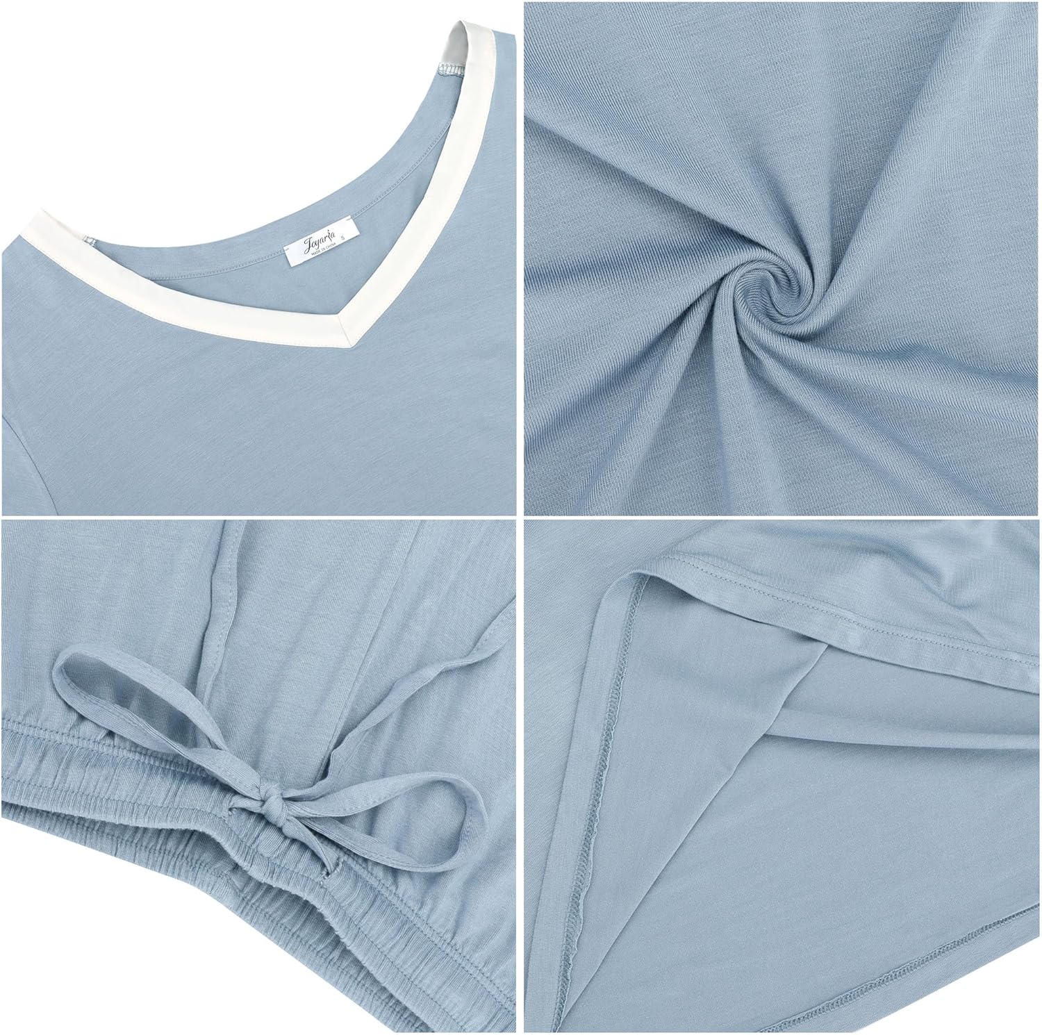 Joyaria Cooling Pajamas Bamboo Viscose Women Short Sleeve V Neck PJ Shorts Set - Image 2