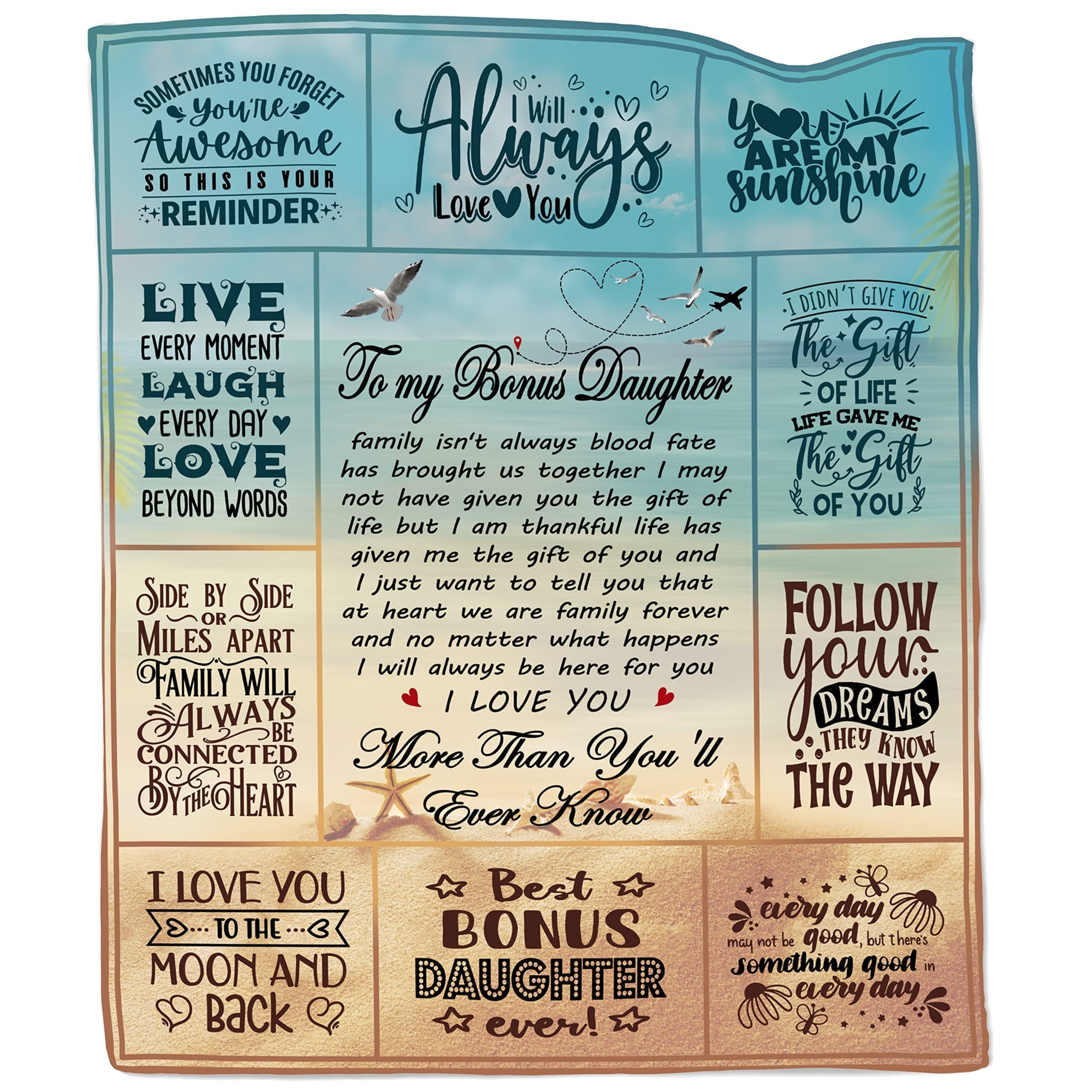 Ebmdsia Bonus Daughter Gifts, Gift for Bonus Daughter Throw Blanket 60"X50"