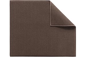 16"x18" Non-Slip Absorbent Microfiber Dish Drying Mat in Brown