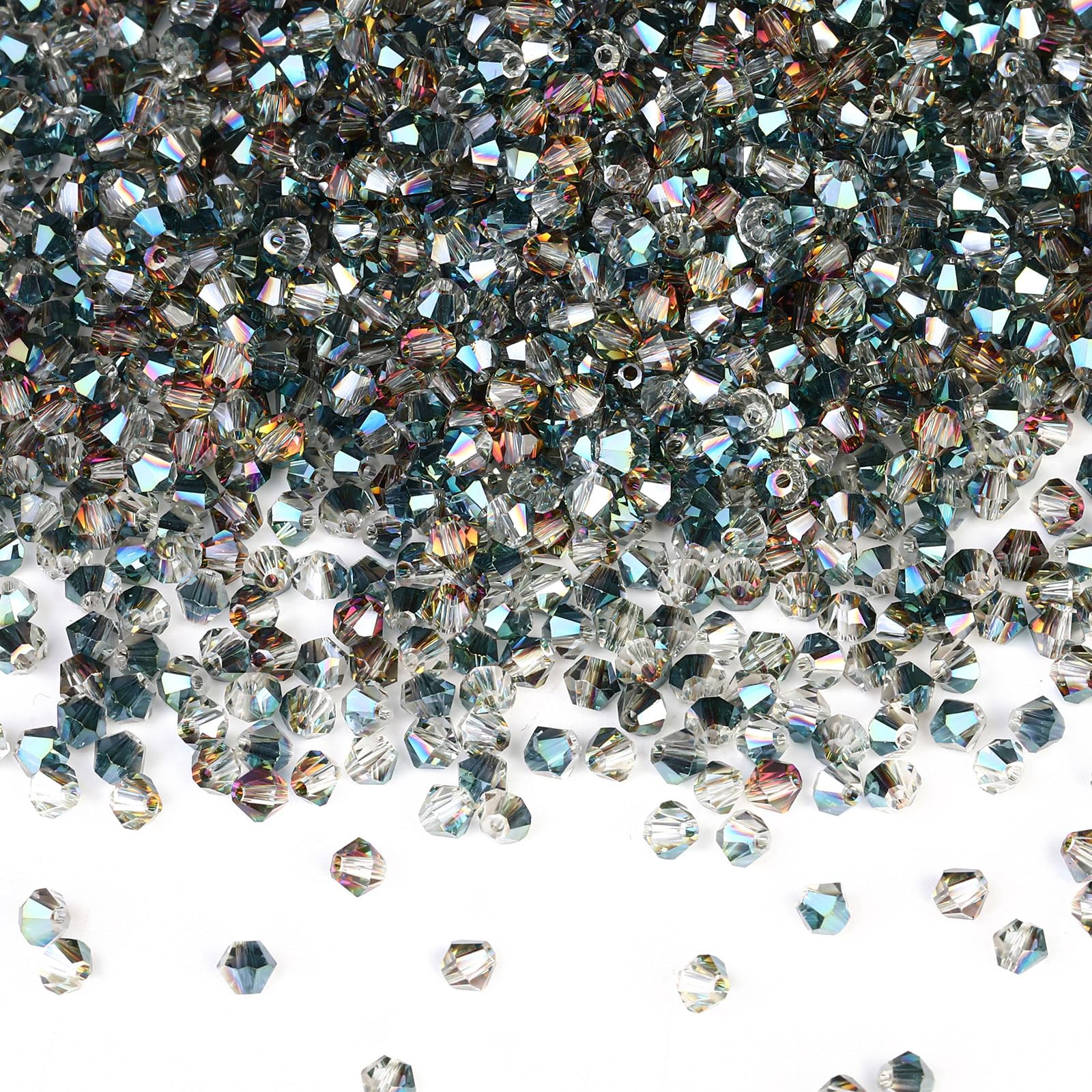 DoDoBeads 720 Pcs 4mm Bicone Crystal Beads, Graphite Rainbow AB Beads for Bracelet Making, Glass Beads for Bracelet Making, 4mm Beads for Jewellery Making, Small Beads for Friendship Bracelet Making — image 1
