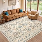 Uermei 5x7 Area Rug for Living Room: Washable Boho Floral Soft Non-Slip Low Pile Carpet for Bedroom Dining Room Kids Playroom Office Decor Indoor-Black Grey