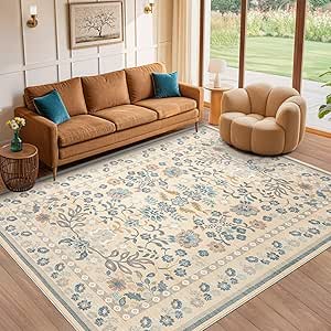 DMOYEST Area Rug Living Room Rugs - 7x9 Washable Large Soft Indoor Neutral Modern Abstract Low Pile Rug Carpet For Bedroom Dining Room Farmhouse Home Office - Navy Blue