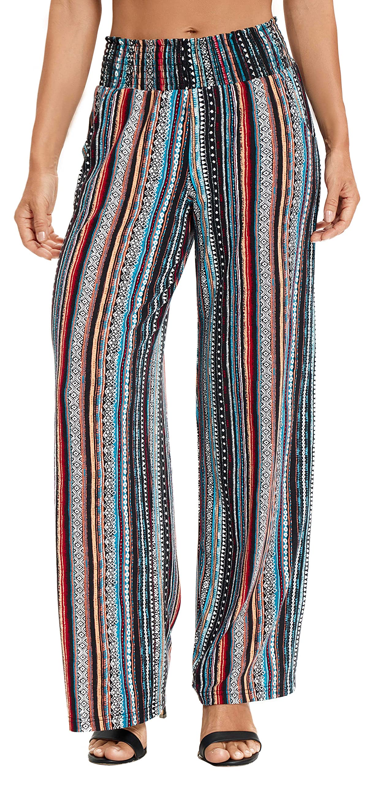 Urban CoCo Women's Boho Palazzo Pants Wide Leg Beach Pants High Waisted Lounge Pants with Pockets