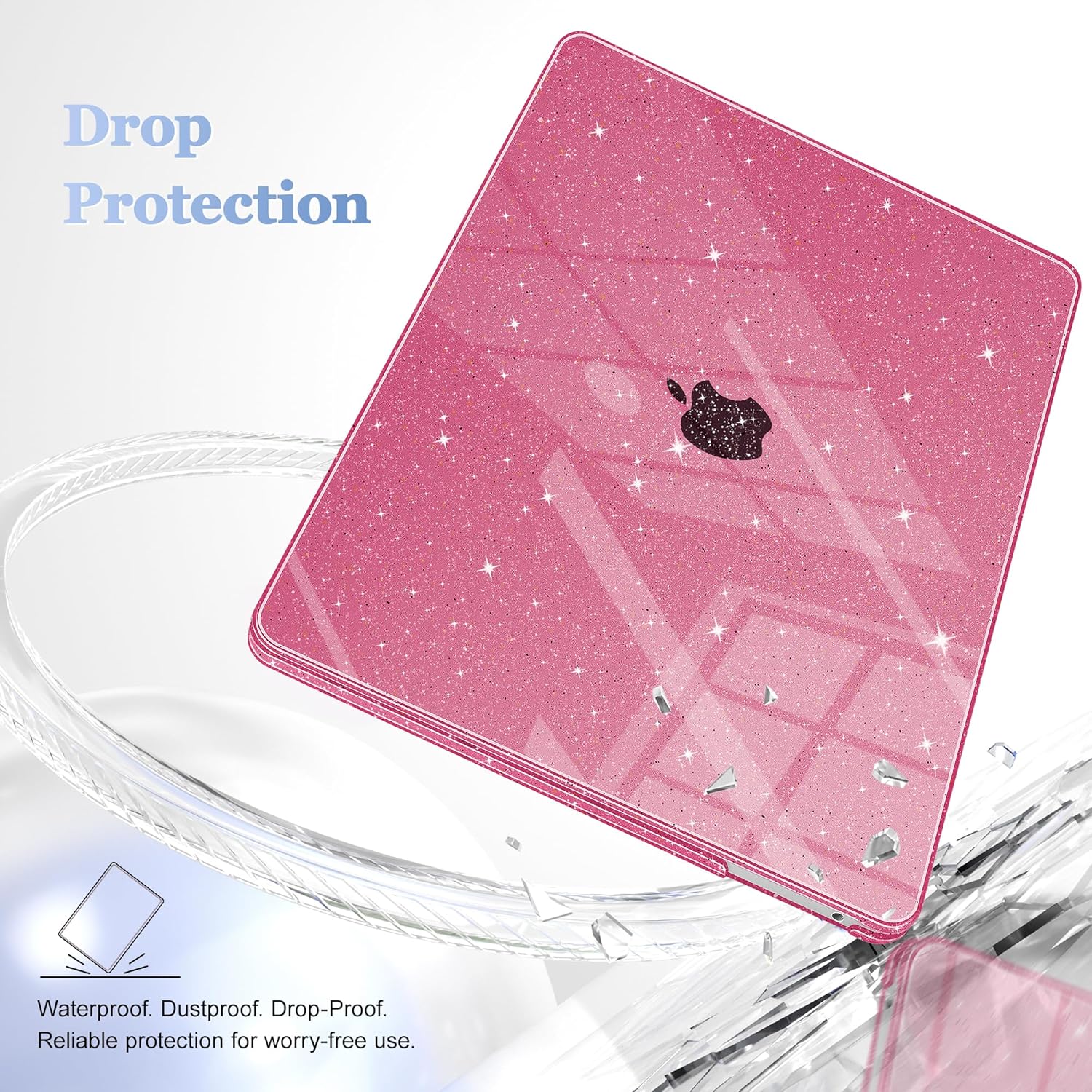 May Chen Compatible with MacBook Pro 13 inch Case 2022 2021 2020 Release Model A2338 M2 M1 A2251 A2289, Hard Shell Case with Keyboard Cover for MacBook Pro 13 Touch Bar Fits Touch ID, Peach Glitter