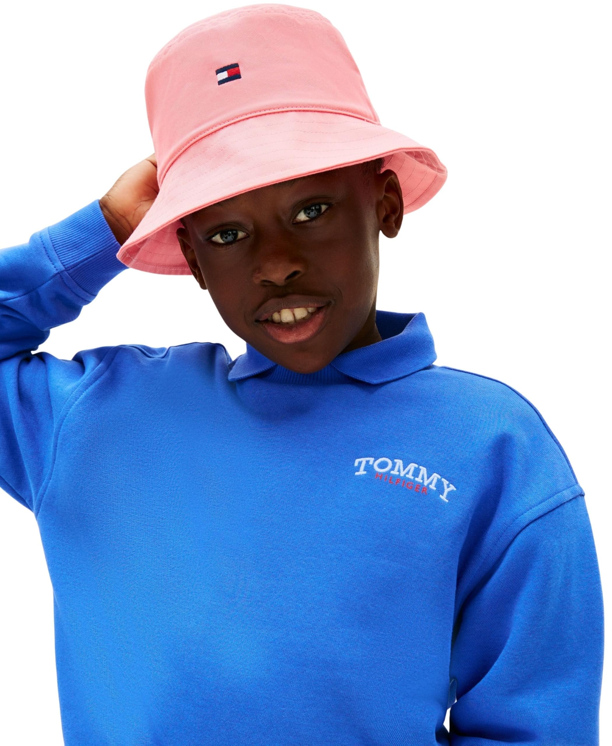Tommy Hilfiger Unisex dziecięca mała flaga kapelusz typu bucket KA0KA00041 nakrycie głowy, różowy (tropikalny róż), S-M