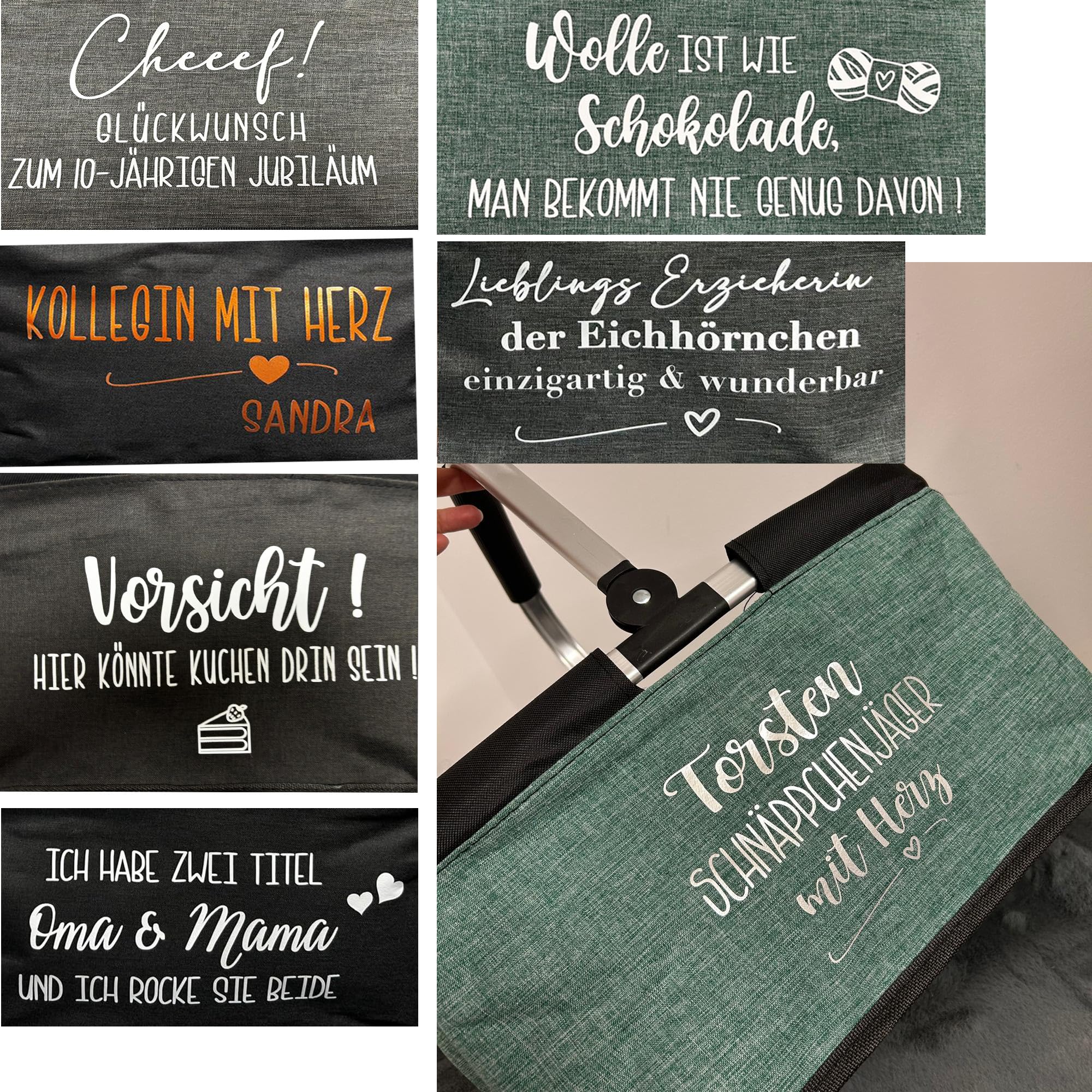 AMBERGER DESIGN by A&M Osterhage amd Einkaufskorb individuellem Text Design mit Wunschname Picknickkorb Einkaufkorb Geschenk-Unisex Tragekorb faltbar Shopping-Geschenk Einkaufstasche 20L (Bronze)