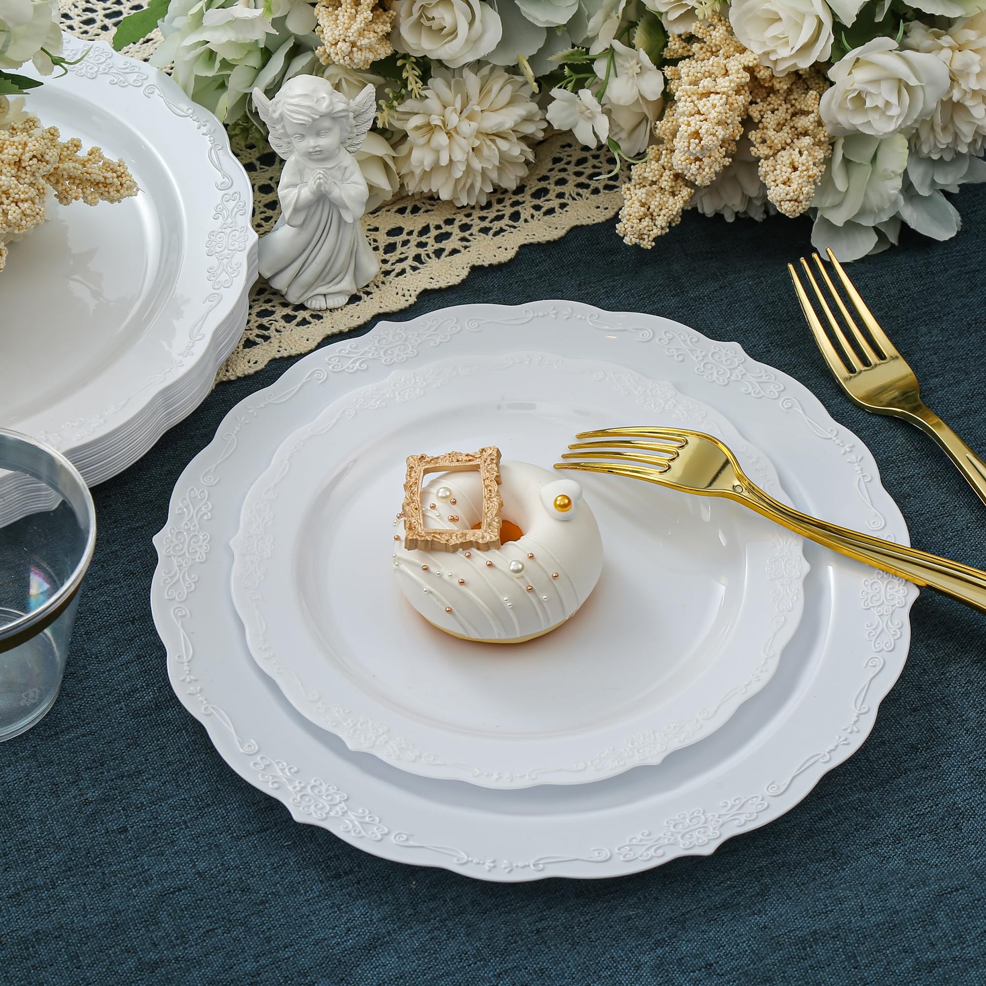 White Disposable Plates - 100 Pack for Parties -6