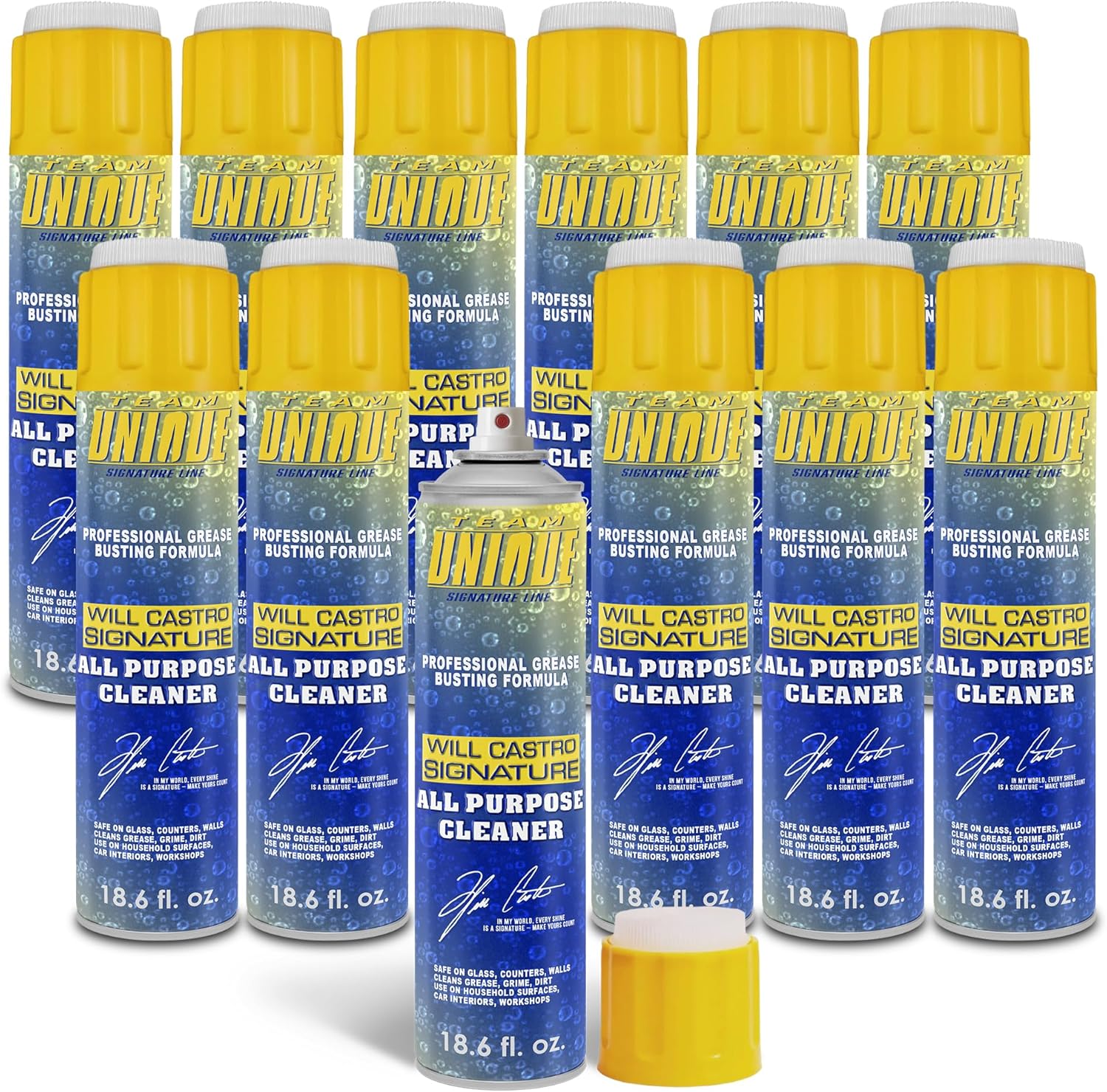 TEAM UNIQUE All-Purpose Cleaner – 18.6 Fl Oz (550mL) Pack of 12 | Powerful Formula for Tough Stains and Grease | Multi-Surface Cleaner for Home, Auto, and Industrial Use