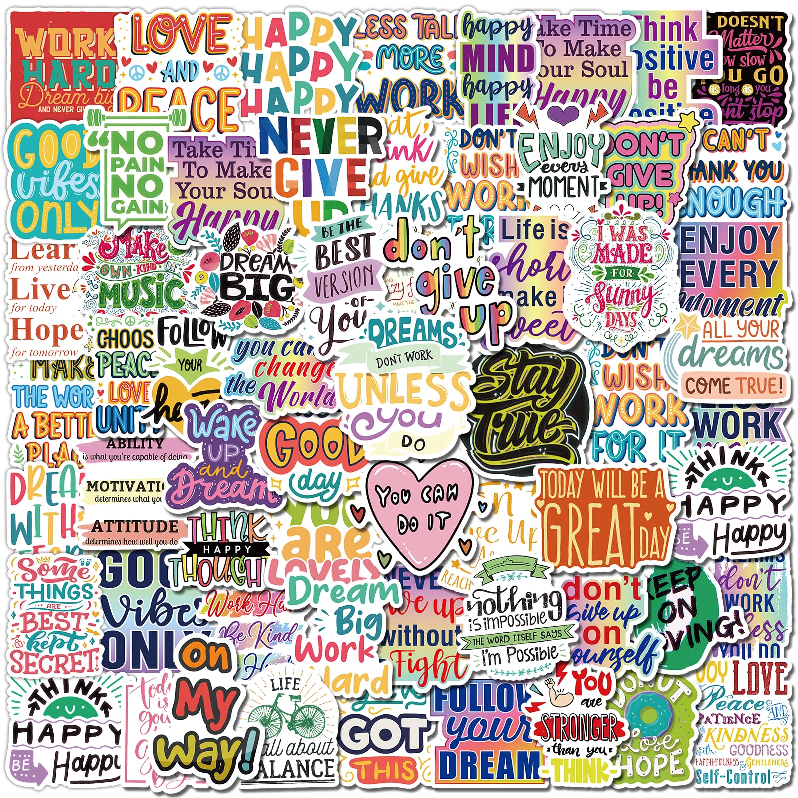 300 PCS Motivational & Positive Affirmation Sticker Pack – Inspirational Vinyl Quote Stickers for Teens, Adults & Teachers | Waterproof Decals for Water Bottles, Laptops, Journals & Scrapbooks