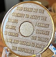 Vista 2 de 1 año AA Medallion Opulent Pearl Silver Swirl Tri-Plate Sobriety Chip