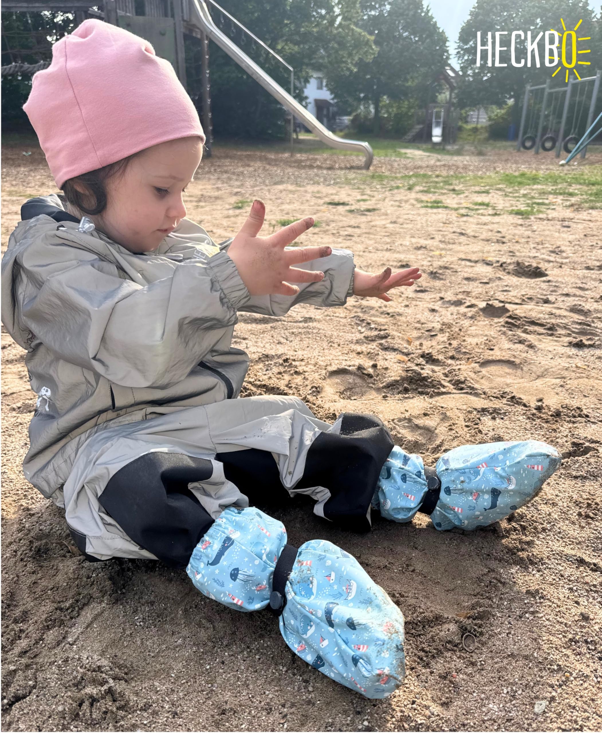 HECKBO Stivaletti da Pioggia per Bebè 3-24 Mesi - Impermeabili con Fodera in Pile - Diversi Motivi - Scarpe da Esterno per Neonati e Bambini Piccoli