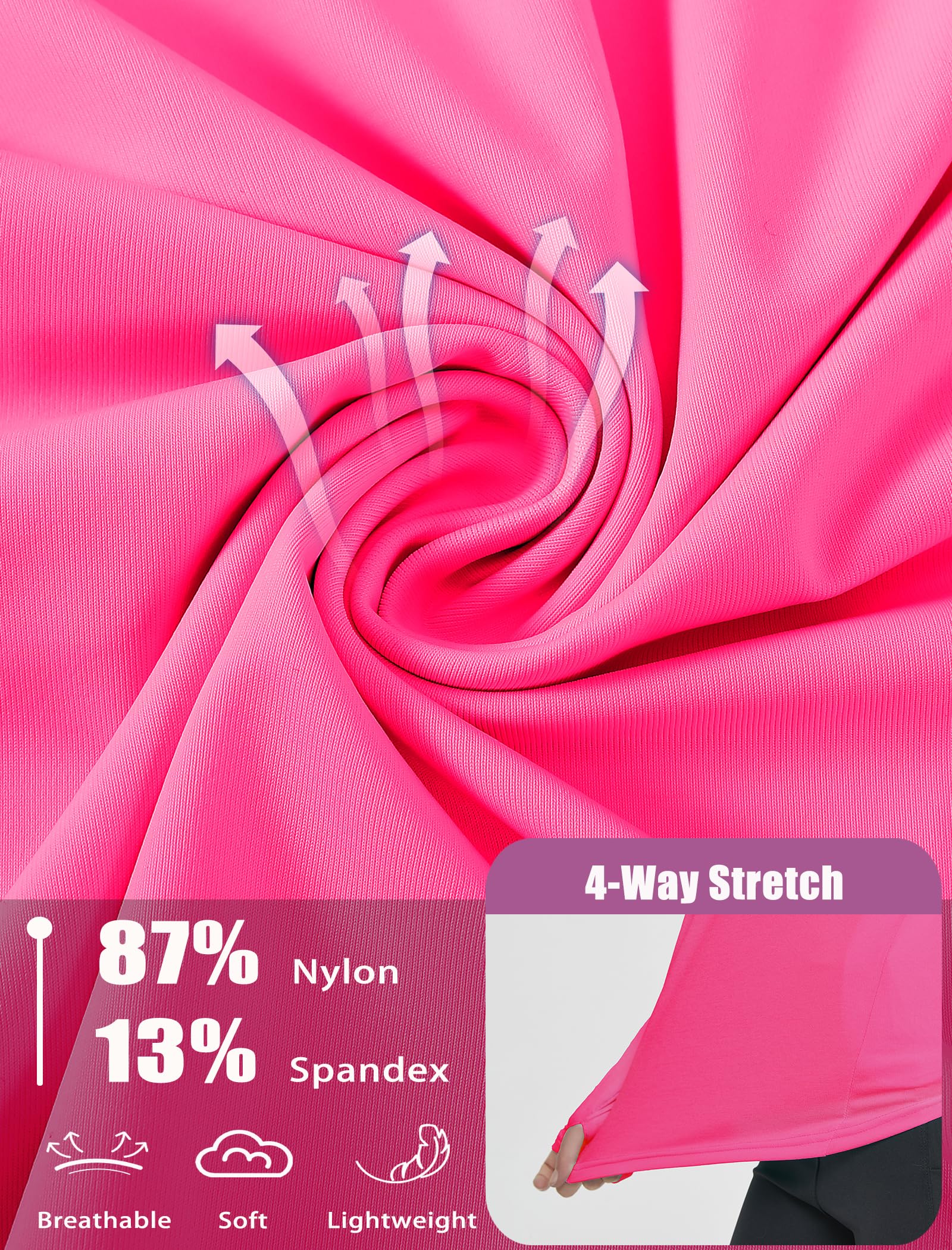 EXARUS 3 Pack Girls Long Sleeve Shirts Athletic Quick Dry Tops UPF 50+ Performance Tees with Thumb Holes for Teens Set 3 8Y