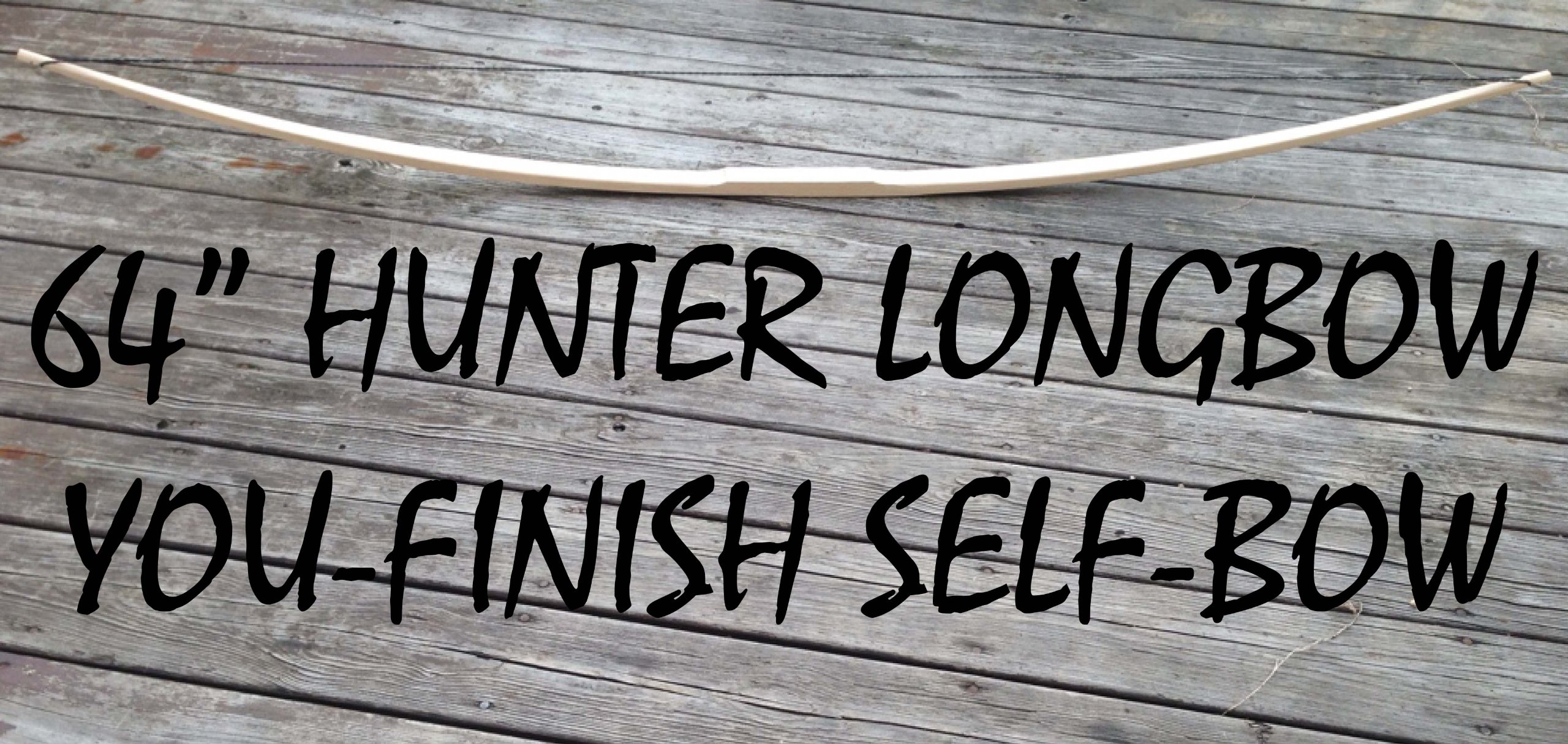 64" You-Finish Traditional Hickory Longbow! Competition or Hunting Bow! Wood Archery!