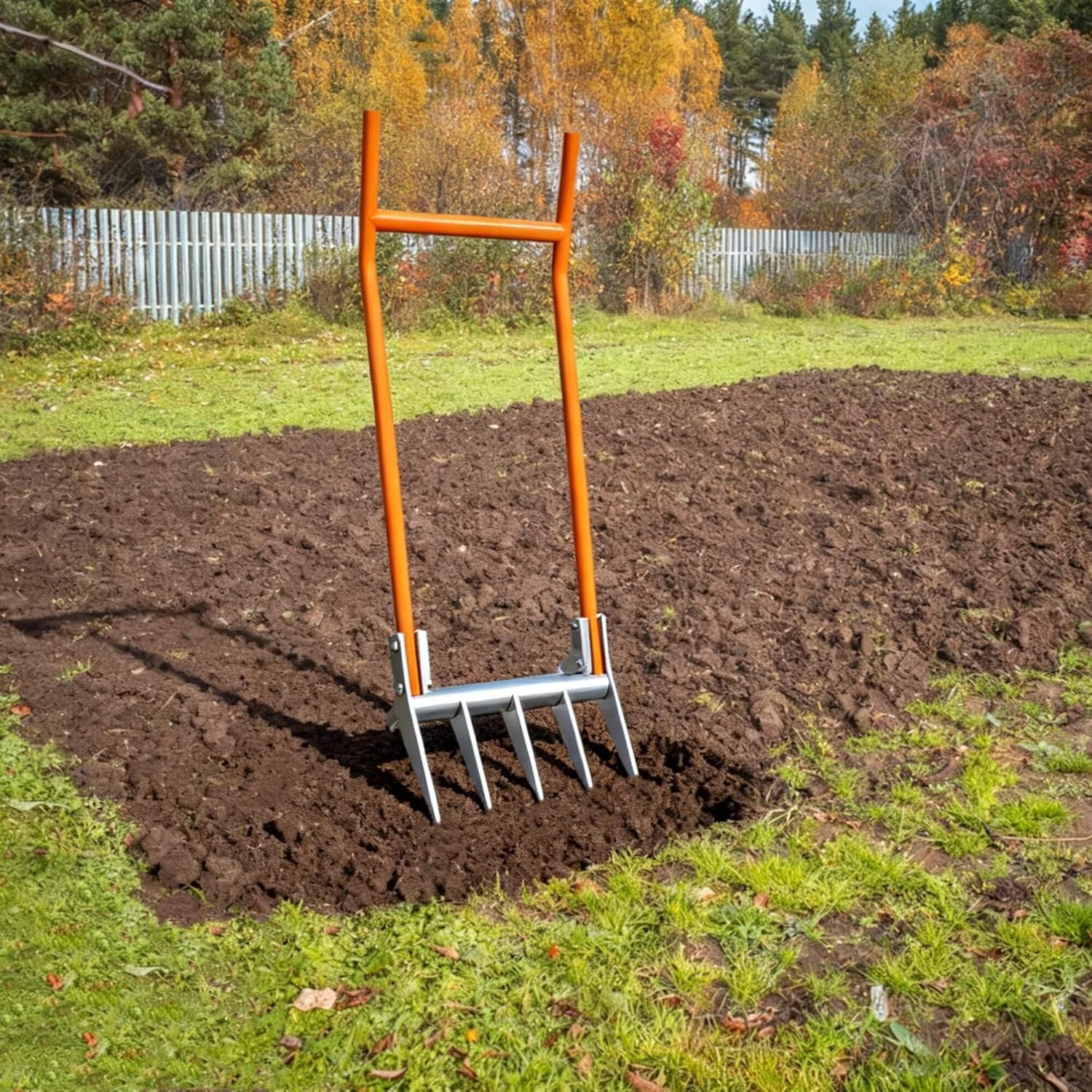 Broadfork Garden-Tool Heavy-Duty Broad Fork - 50cm Wide 5 Tines Digging Fork with Pedals, Robust Durable Garden Fork for Loosening Soil & Weed Removal