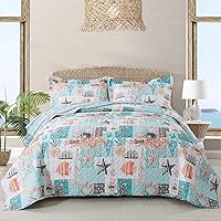 Vista 20 de NEWLAKE Juego de colcha de algodón, juego de colcha reversible de retazos, patrón floral gris europeo, tamaño Queen