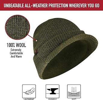 Rothco Wool Watch Cap with Brim Wool Beanie Hat with Visor Great for Winter Activities