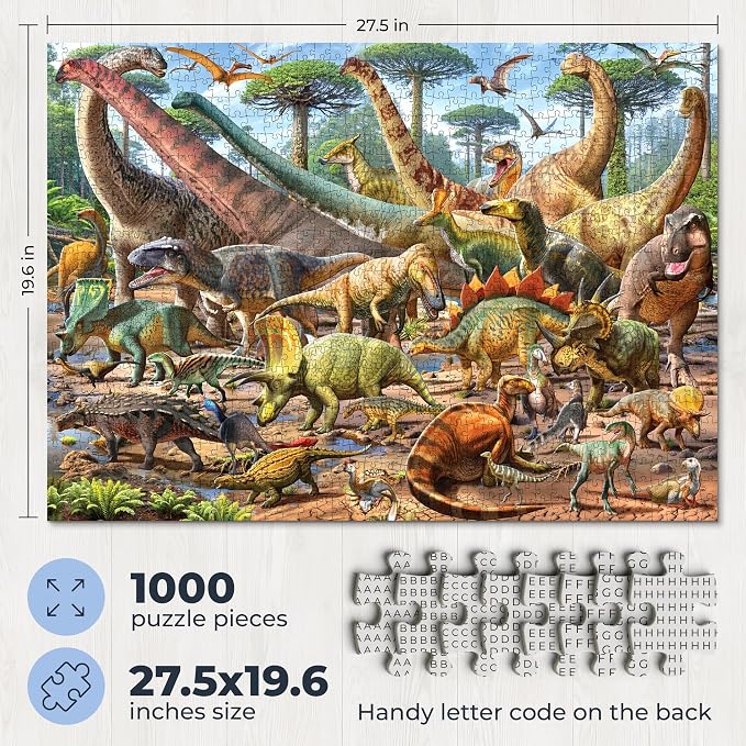 Puzzle Dinosaurios 1000 piezas, ilustración a mano miniatura 2