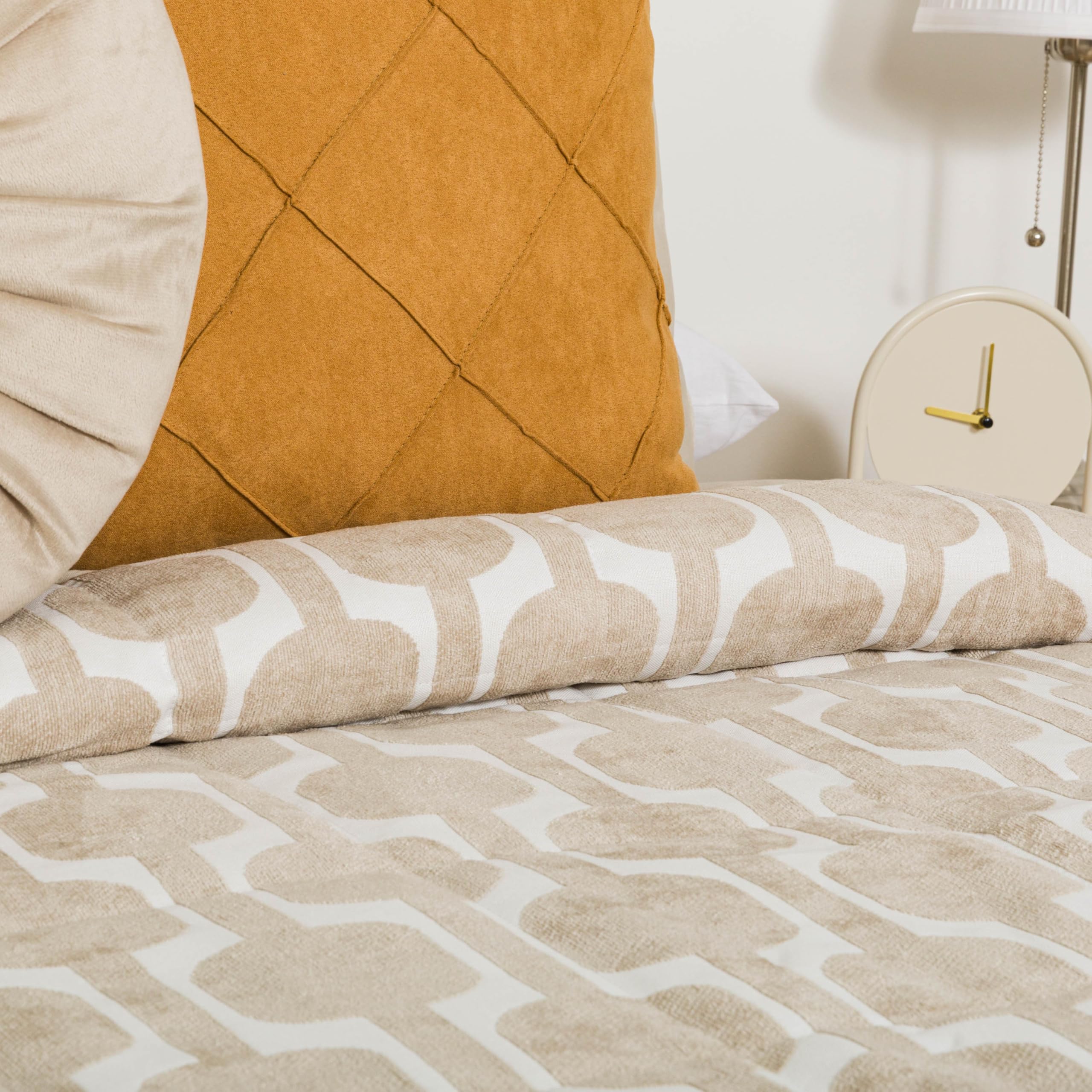 TRAMAS+ Colcha Jacquard Estampada para Cama, Cubrecamas Ligero de Primavera, Verano y Entretiempo - Cama de 135-150 (180x270) - Sunnies Topo