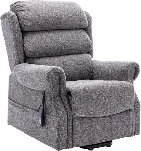 Grey Lisbon fabric Salisbury dual motor riser recliner armchair with USB charging port
