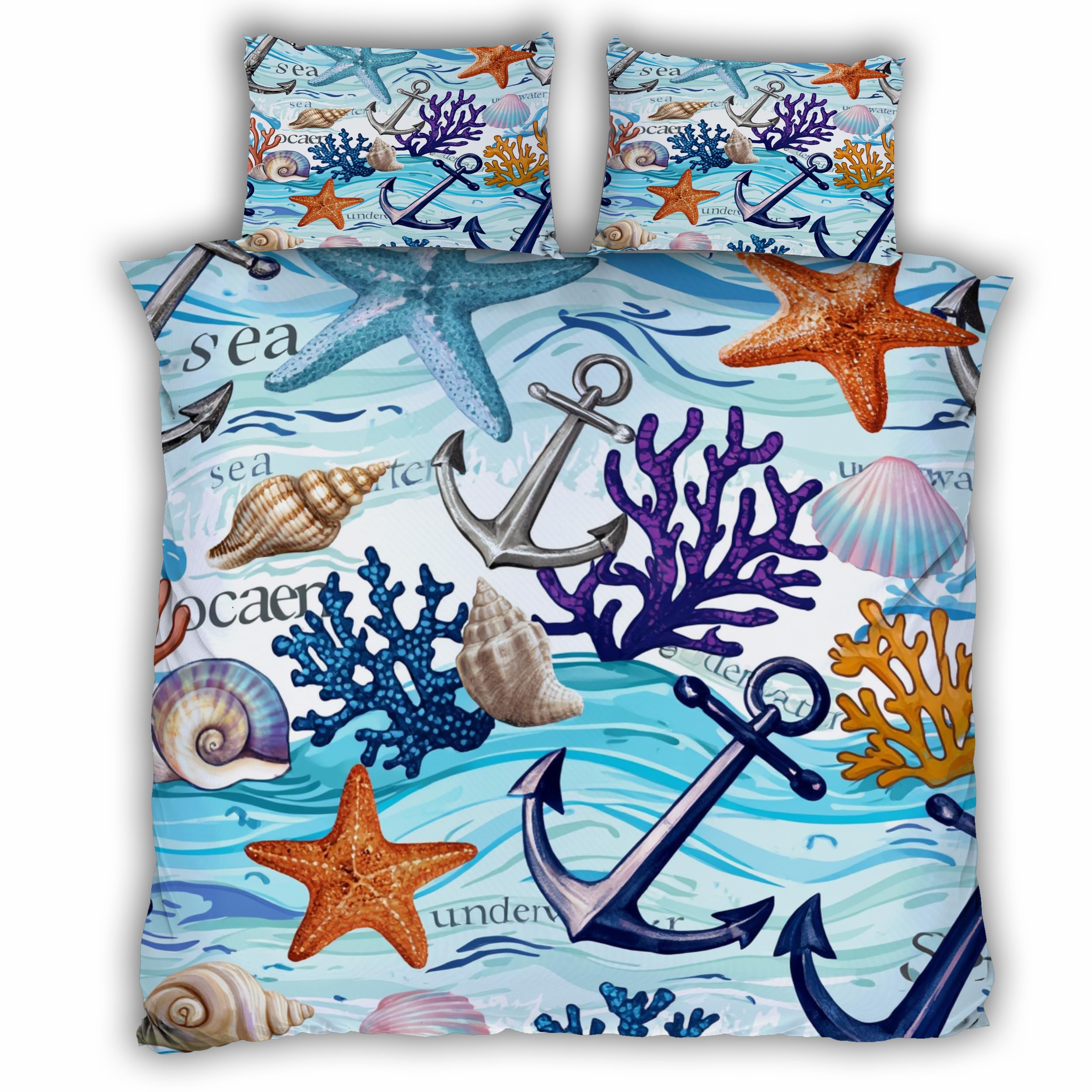 Housse de couette océan 220x240cm pour une ambiance bord de mer chaleureuse