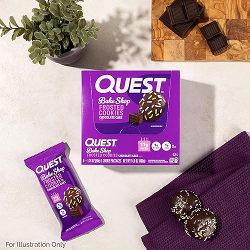 Miniatura 6 de Quest Nutrition Paquete doble de galletas heladas, pastel de chocolate, 0.04 oz de azúcar, 0.39 oz de proteína, 0.07 oz de carbohidratos netos, sin