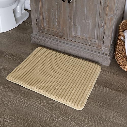 Mohawk Home Augusta - Alfombra de baño de 20 x 30 pulgadas, color beige, lavable a máquina, antideslizante, alfombra de baño