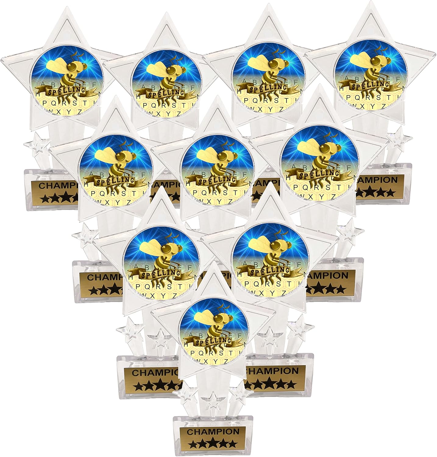 Express Medals 10 Pack Acrylic Spelling Bee Trophies Champion Awards Gift Prizes Trophy 10 PK D77