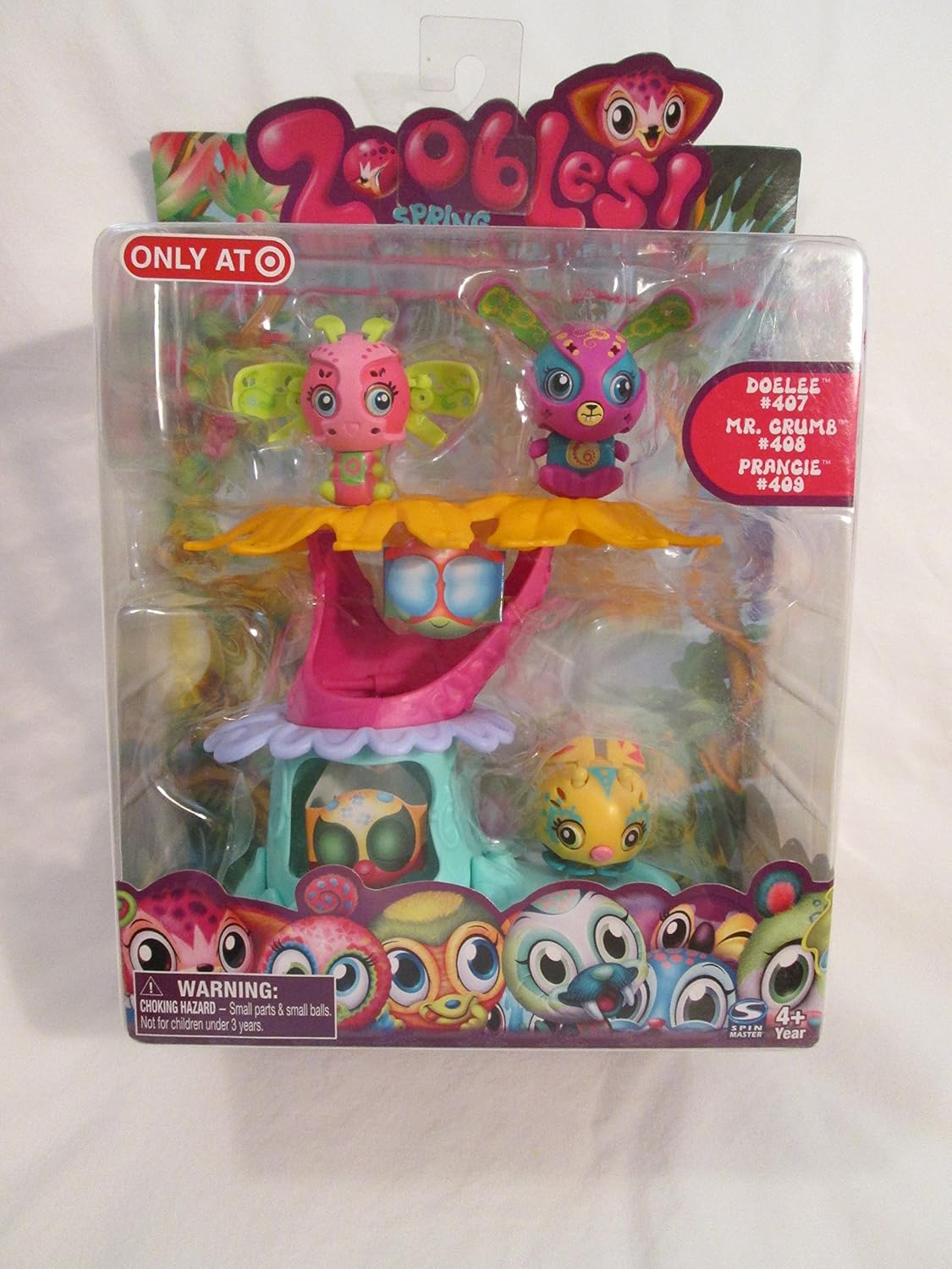 Zoobles Exclusive Triplet Playset Doelee #407 Mr. Crumb #408 Prancie #409