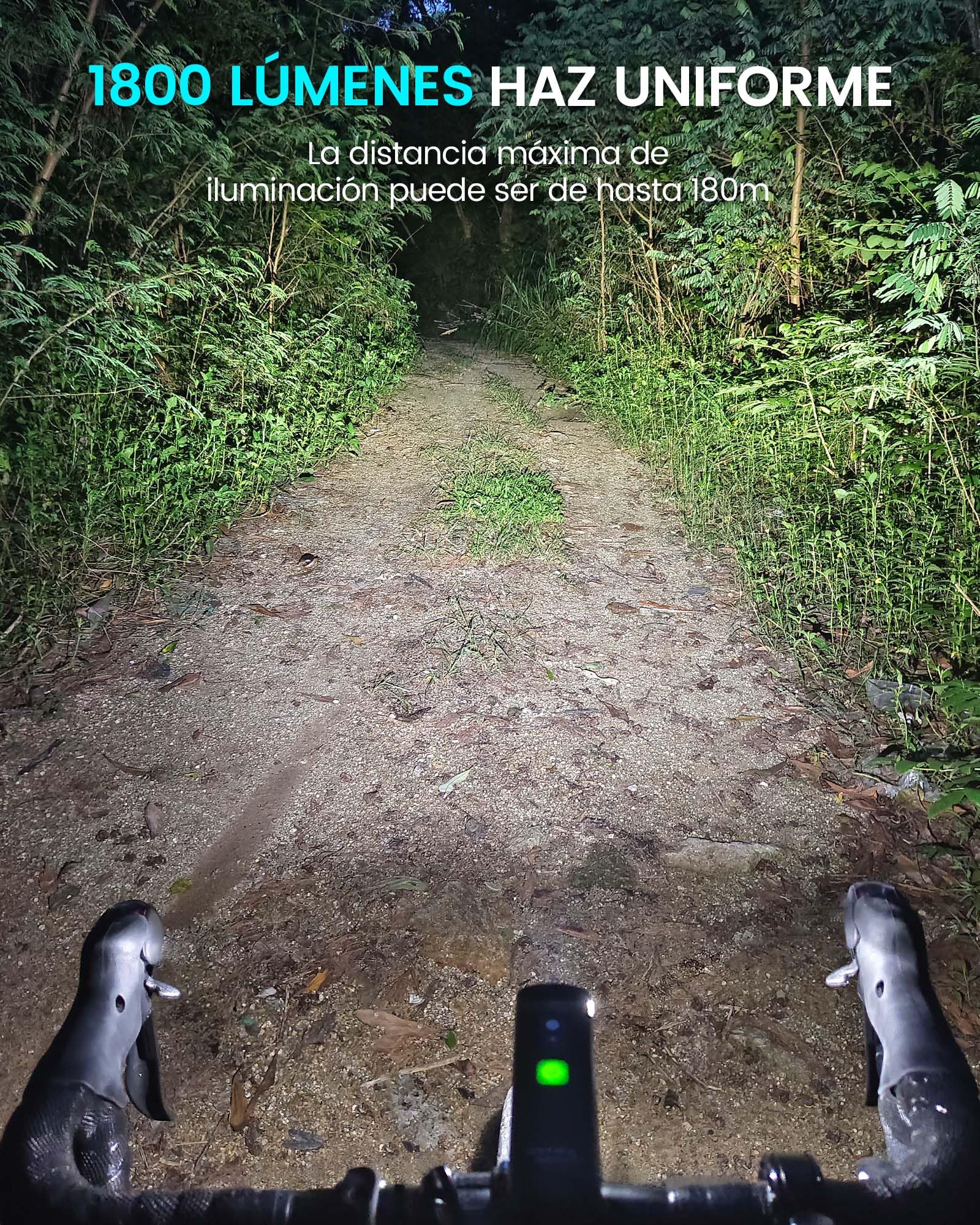 RAVEMEN 1800 Lúmenes Inteligente Faros Delanteros para Bicicleta, K1800 Modo de Conducción Inteligente Diurno y Nocturno Que Ajusta Automáticamente el Brillo, Carga y Descarga USB-C
