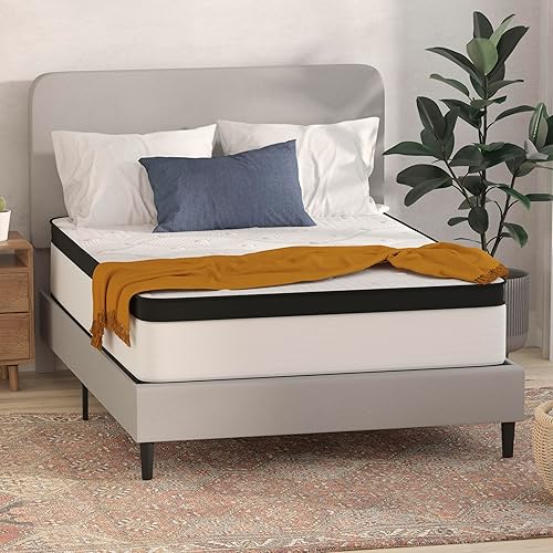 Miniatura 4 de BizChair Colchón híbrido firme de 12 pulgadas, certificado CertiPUR-US, con resortes ensanchados, sensación extra firme, soporte duradero, colchón