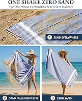 Vista 5 de LANE LINEN Paquete de 4 toallas de playa de gran tamaño, juego de toallas turcas de gran tamaño, toallas de playa prelavadas, toallas de playa