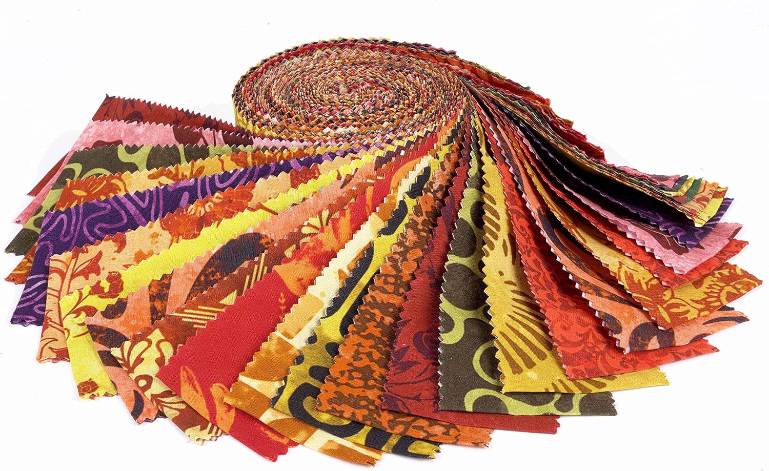 Soimoi 40Pcs Batik Print Cotton Precut Fabrics for Quilting Craft Strips 2.5x42inches Jelly Roll - Mustard Yellow