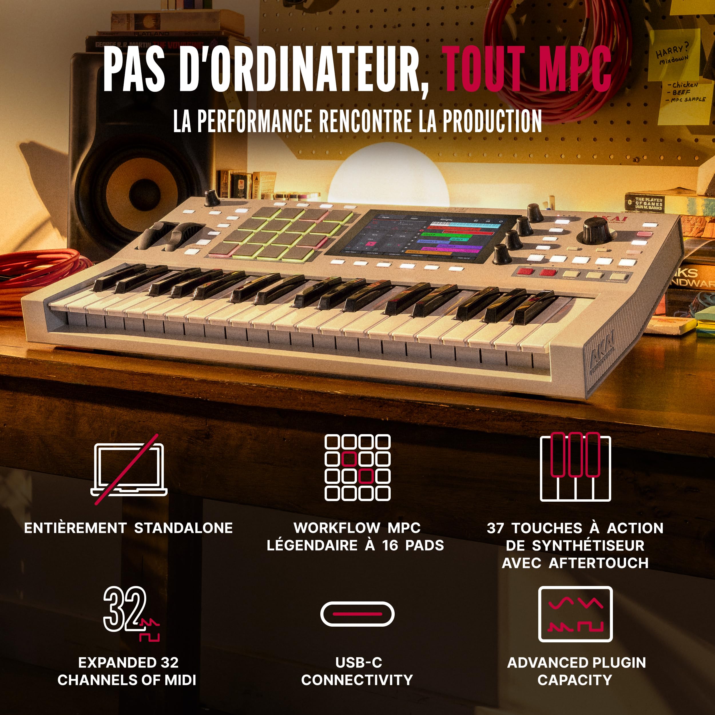 Akai Professional MPC Key 37 G2 Clavier de Production Standalone Next-Gen