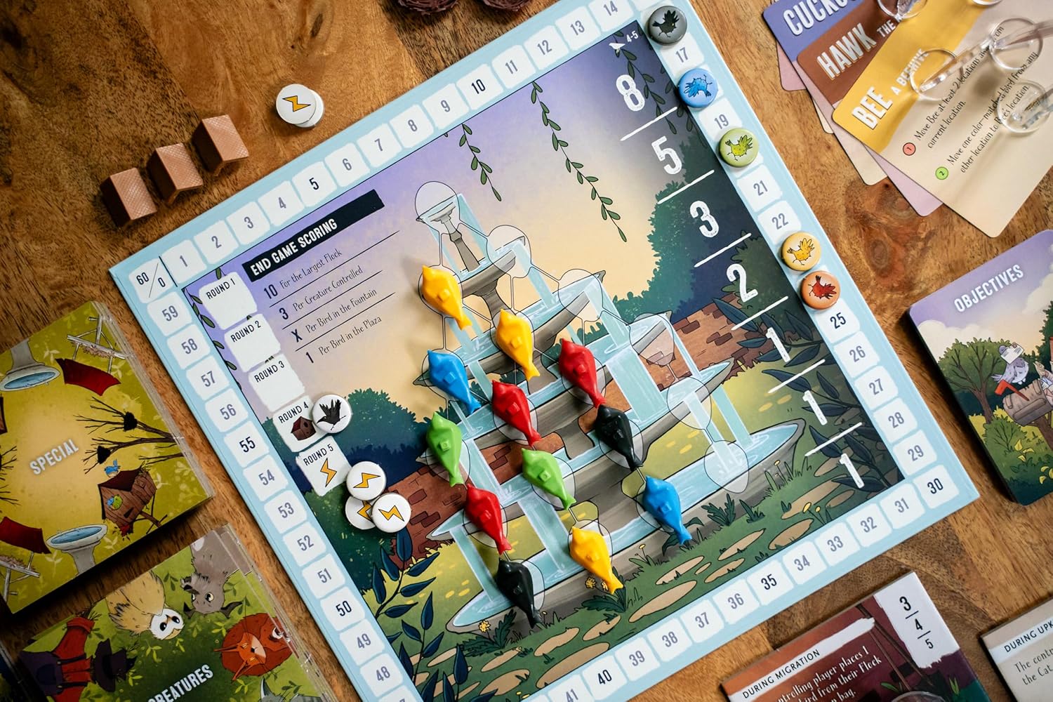 Inside Up Games Perch | Fast-paced, Interactive Battle of The Birds |Area Control, Unique Bag Building with a Bold Table Presence| for 2 to 5 Players | 45-60 Minute Playtime